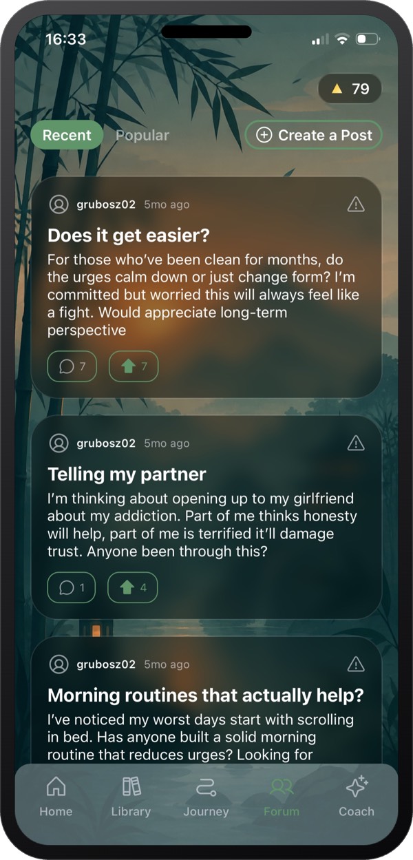 Reclaim forum screen